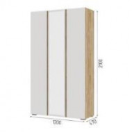 Хелен Дуб Крафт золотой/Белый ШК 02 Шкаф 3х ст с зеркалом (1,200х2,100х0,460) (А,Р)